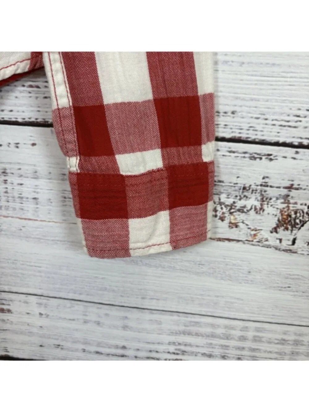 Abercrombie Red Check Button Front Long Sleeve Shirt